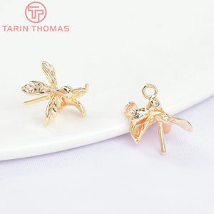 10PCS 10x11.5MM 24K Brass Birds Beads Caps for Jewelry Making