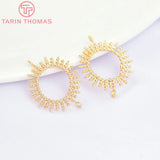 10PCS 15MM 24K Brass Sun Flower Double Holes Charms Pendants