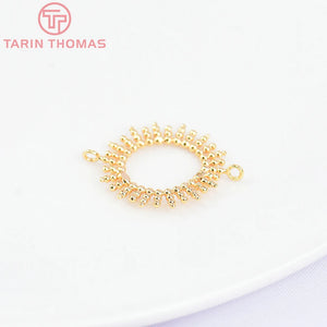 10PCS 15MM 24K Brass Sun Flower Double Holes Charms Pendants