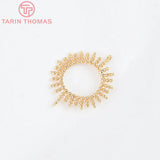 10PCS 15MM 24K Brass Sun Flower Double Holes Charms Pendants