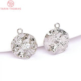 6PCS 10MM 24K Brass Zircon Round Charms Pendants DIY Jewelry Findings