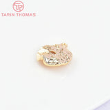 6PCS 10MM 24K Brass Zircon Round Charms Pendants DIY Jewelry Findings