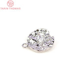 6PCS 10MM 24K Brass Zircon Round Charms Pendants DIY Jewelry Findings