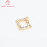 4PCS 14MM 24K Brass with Zircon Rhombus Charms Pendants DIY Jewelry Findings