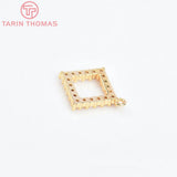4PCS 14MM 24K Brass with Zircon Rhombus Charms Pendants DIY Jewelry Findings