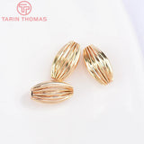 20PCS 8x12MM 24K Plated Brass Stripe End Beads Spacer Diy Jewelry Accessories
