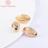 20PCS 8x12MM 24K Plated Brass Stripe End Beads Spacer Diy Jewelry Accessories