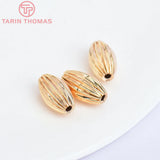 20PCS 8x12MM 24K Plated Brass Stripe End Beads Spacer Diy Jewelry Accessories