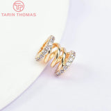 2PCS 9x9.2MM 24K Brass Zircon Spacer Beads High Jewelry Accessories