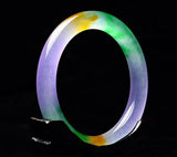 Natural Burma Ice Tricolor Violet Jade Bangle Fine Gemstone Jadeite Jewelry