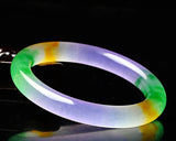 Natural Burma Ice Tricolor Violet Jade Bangle Fine Gemstone Jadeite Jewelry