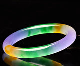 Natural Burma Ice Tricolor Violet Jade Bangle Fine Gemstone Jadeite Jewelry