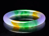 Natural Burma Ice Tricolor Violet Jade Bangle Fine Gemstone Jadeite Jewelry