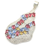 Garnet Tanzanite Kunzite CZ Wedding Silver Pendant