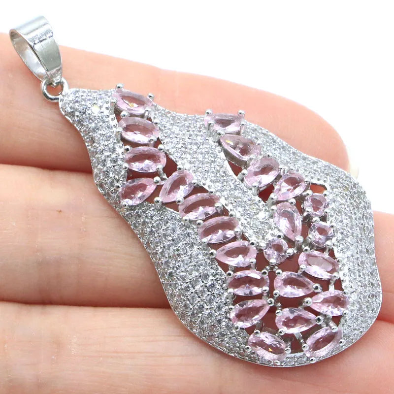 Garnet Tanzanite Kunzite CZ Wedding Silver Pendant