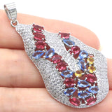 Garnet Tanzanite Kunzite CZ Wedding Silver Pendant