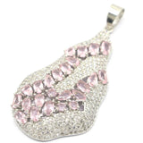 Garnet Tanzanite Kunzite CZ Wedding Silver Pendant