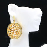 Big European Jewelry Set Created Citrine CZ 14k Silver Pendant Earrings
