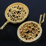 Big European Jewelry Set Created Citrine CZ 14k Silver Pendant Earrings