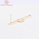 6PCS 10x35MM 24K Brass Heart Stud Earrings for Jewelry Making