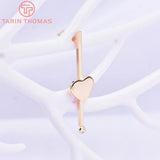 6PCS 10x35MM 24K Brass Heart Stud Earrings for Jewelry Making