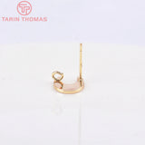 10PCS 8x9MM Moon Stud Earrings 24K Brass High Jewelry Making Findings