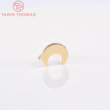 10PCS 8x9MM Moon Stud Earrings 24K Brass High Jewelry Making Findings
