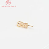6PCS 4x14MM 24K Brass Zircon Hanging Charms Pendants for Jewelry Making