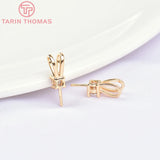 6PCS 4x14MM 24K Brass Zircon Hanging Charms Pendants for Jewelry Making