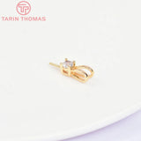 6PCS 4x14MM 24K Brass Zircon Hanging Charms Pendants for Jewelry Making