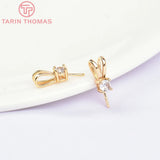 6PCS 4x14MM 24K Brass Zircon Hanging Charms Pendants for Jewelry Making