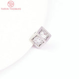 4PCS 6.5x7MM 24K Zircon Square Spacer Beads High Jewelry