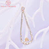 2PCS 20x50MM 24K Brass Zircon Water Droplets Earrings