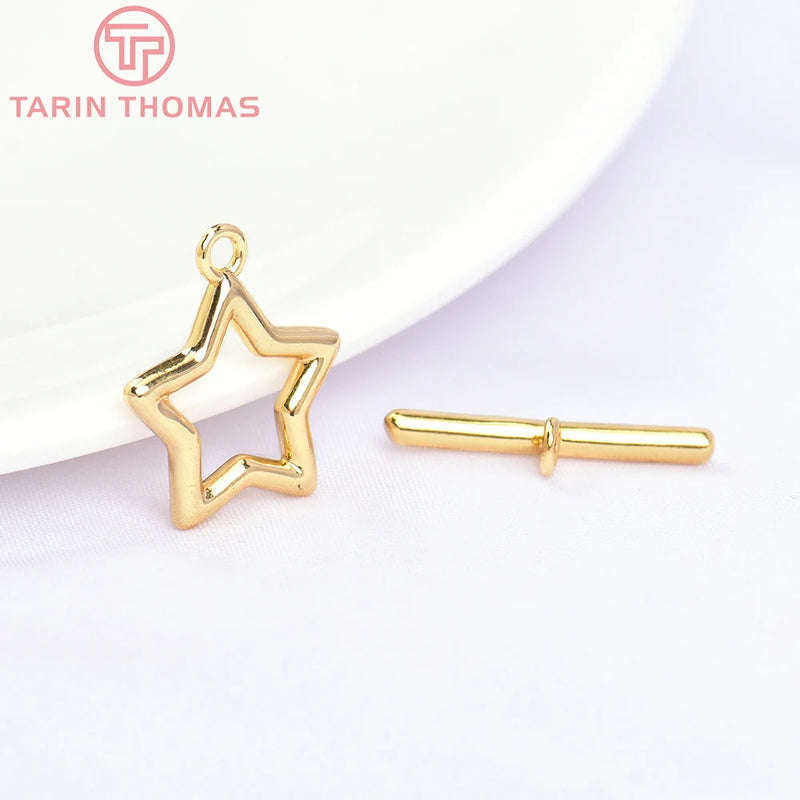 6 Sets 15.5MM 24K Brass Bracelet O Toggle Clasps High Jewelry Making Findings