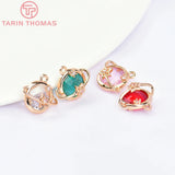 10PCS 13x10MM 24K Brass Zircon Planet Charms Pendants DIY Jewelry Making