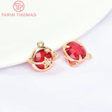 10PCS 13x10MM 24K Brass Zircon Planet Charms Pendants DIY Jewelry Making