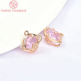 10PCS 13x10MM 24K Brass Zircon Planet Charms Pendants DIY Jewelry Making
