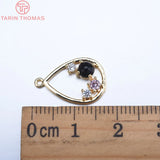 4PCS 12x18MM 24K Brass Zircon Water Drop Charms for DIY Jewelry
