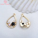 4PCS 12x18MM 24K Brass Zircon Water Drop Charms for DIY Jewelry