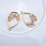 4PCS 12x18MM 24K Brass Zircon Water Drop Charms for DIY Jewelry