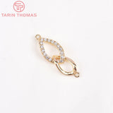 2PCS 23.5MM 24K Brass Zircon Double Circle Pendants DIY Jewelry Findings