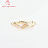 2PCS 23.5MM 24K Brass Zircon Double Circle Pendants DIY Jewelry Findings