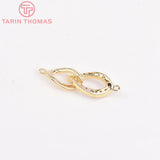 2PCS 23.5MM 24K Brass Zircon Double Circle Pendants DIY Jewelry Findings
