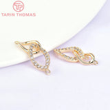 2PCS 23.5MM 24K Brass Zircon Double Circle Pendants DIY Jewelry Findings