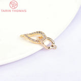 2PCS 23.5MM 24K Brass Zircon Double Circle Pendants DIY Jewelry Findings