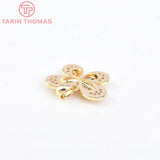 2PCS 17.5x12MM 24K Brass Zircon Butterfly Pendants