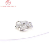 10PCS 11x12MM 24K Brass Zircon Flower Charms Pendants DIY Jewelry Findings