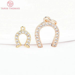 6x7MM 24K Brass Zircon U Shaped Charms Pendants DIY Jewelry Findings