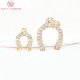 6x7MM 24K Brass Zircon U Shaped Charms Pendants DIY Jewelry Findings
