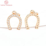 6x7MM 24K Brass Zircon U Shaped Charms Pendants DIY Jewelry Findings